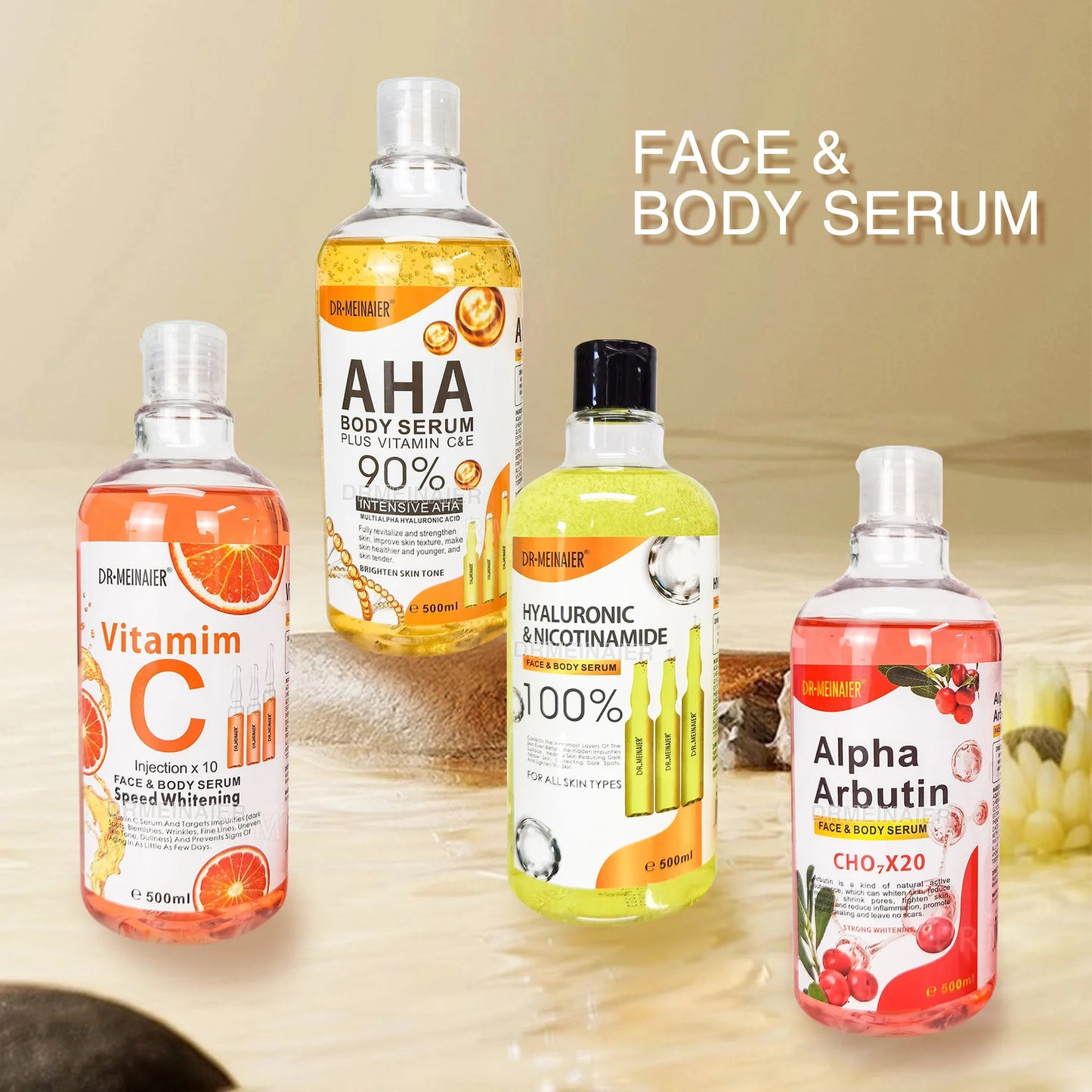 500ML Vitamin C AHA HYALURONIC & NICOTINAMIDE Face Serum