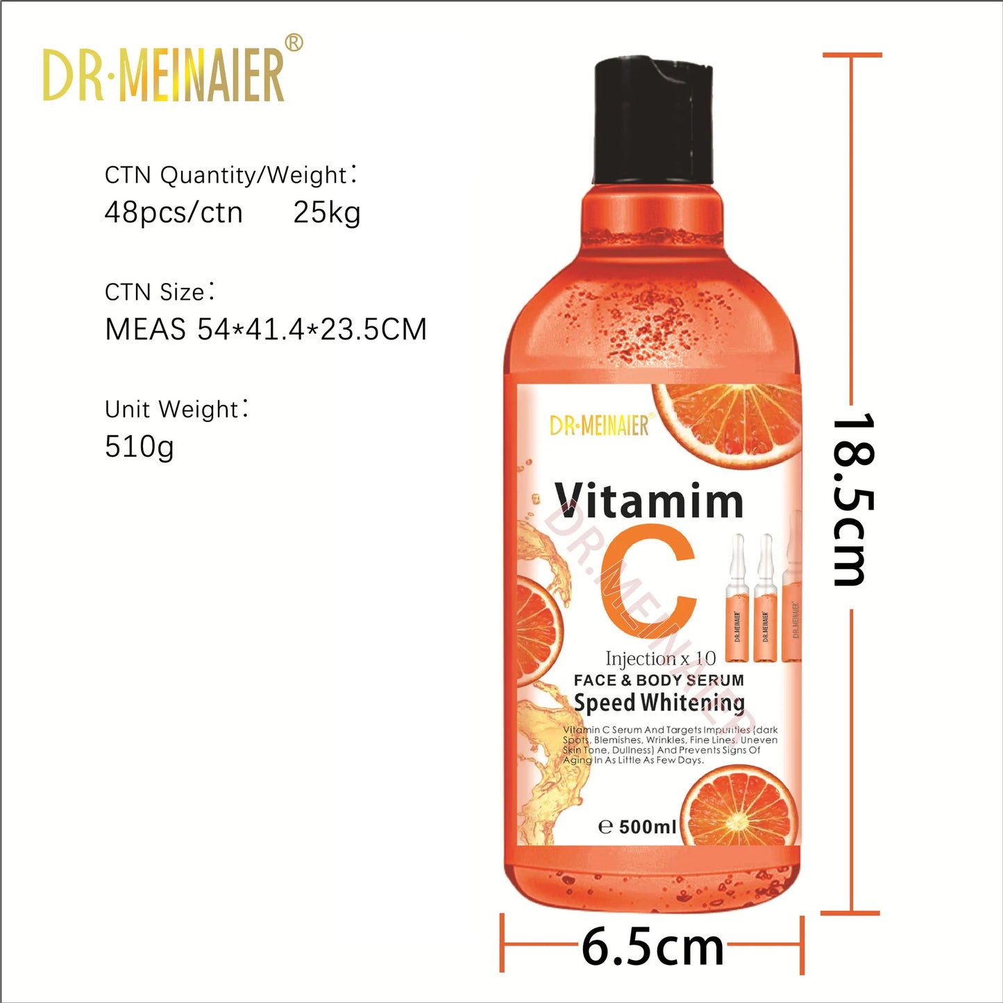 500ML Vitamin C AHA HYALURONIC & NICOTINAMIDE Face Serum