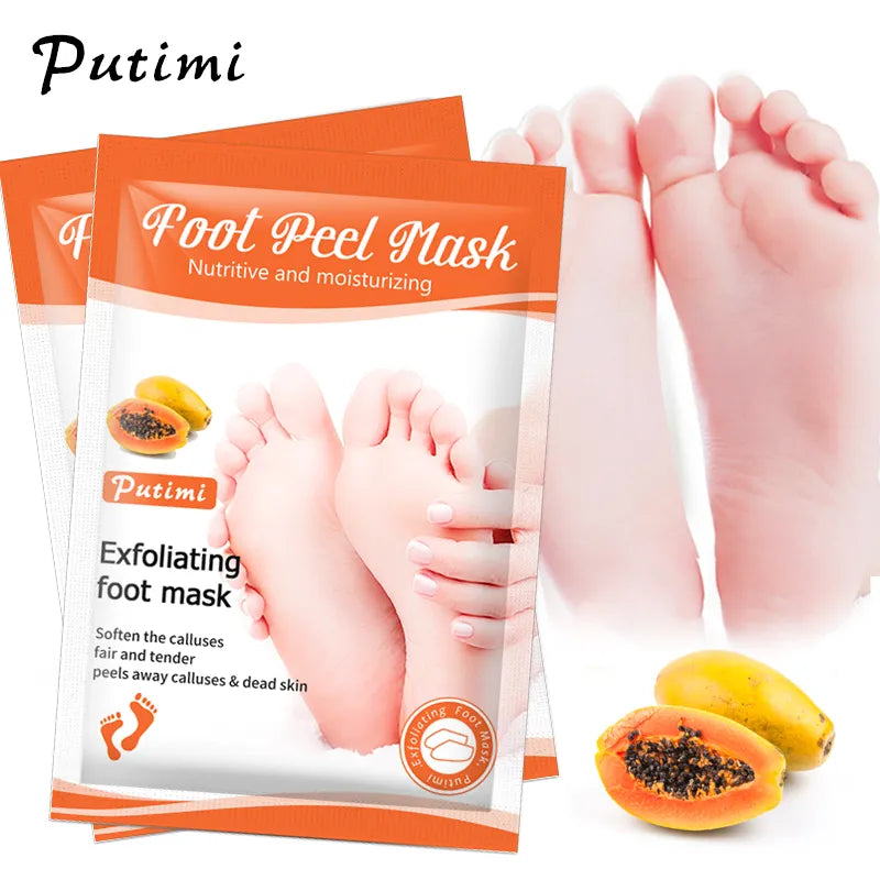 PUTIMI 6packs Exfoliating Foot Mask Feet Peeling Mask Spa Socks Smooth Dead Skin Remover Moisturizing Whitening Foot Mask