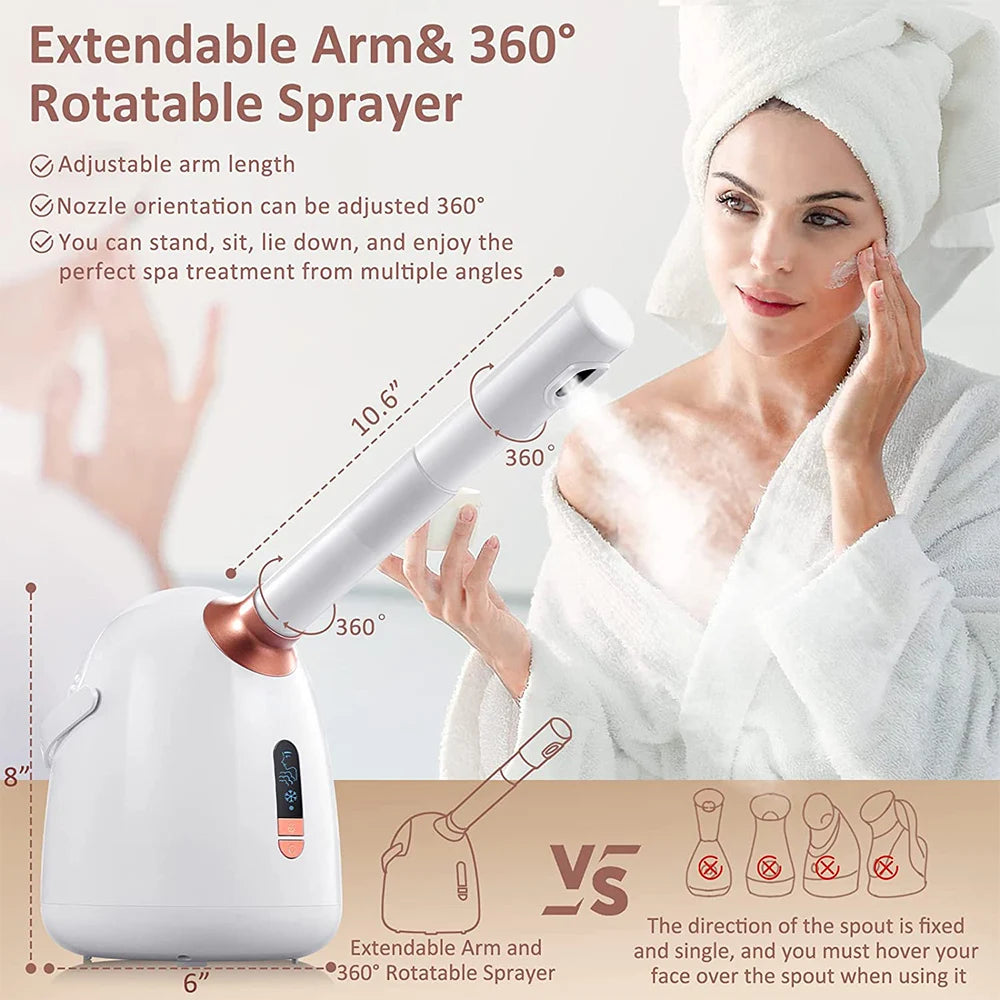 SPA Facial Steamer: Hot/Cool, Moisturizing Nano Mist, Anti-aging Sauna