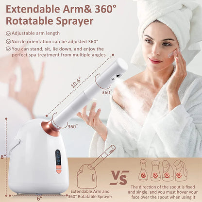 SPA Facial Steamer: Hot/Cool, Moisturizing Nano Mist, Anti-aging Sauna