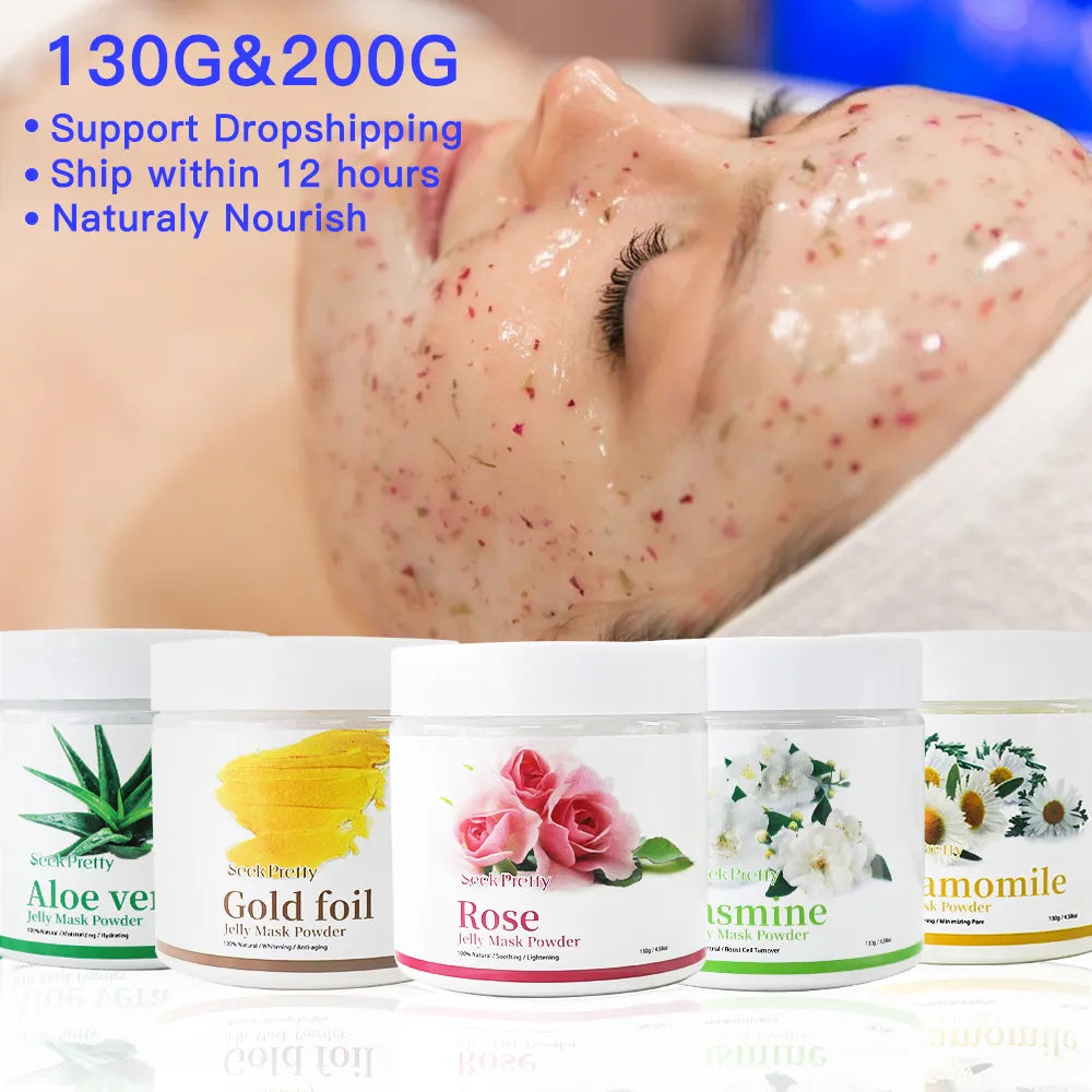 Rose & Aloe DIY Natural Soft Hydro Jelly Face Mask Powder for Skin Care