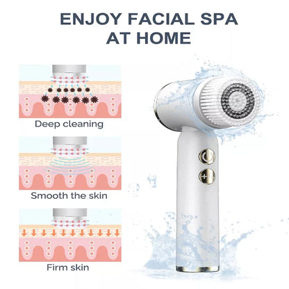 6 In 1 Ultrasonic Electric Face Cleansing Brush Compress Therapy