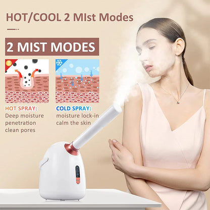 SPA Facial Steamer: Hot/Cool, Moisturizing Nano Mist, Anti-aging Sauna