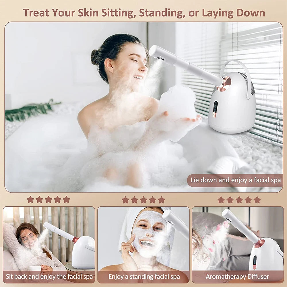 SPA Facial Steamer: Hot/Cool, Moisturizing Nano Mist, Anti-aging Sauna