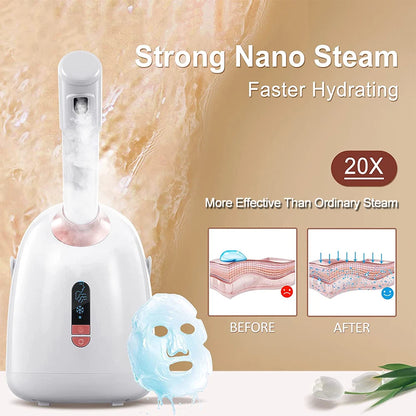 SPA Facial Steamer: Hot/Cool, Moisturizing Nano Mist, Anti-aging Sauna