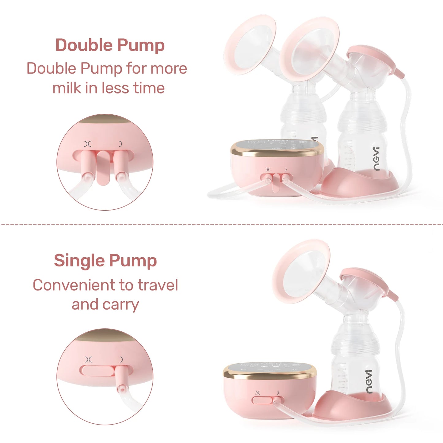 Double Electric Breast Pump - 4 Modes, 9 Levels, 4 Sizes, 10 Storage Bags