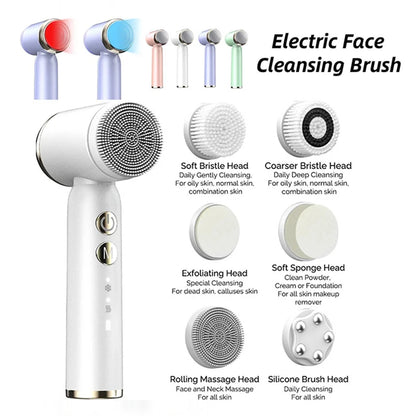 6 In 1 Ultrasonic Electric Face Cleansing Brush Compress Therapy